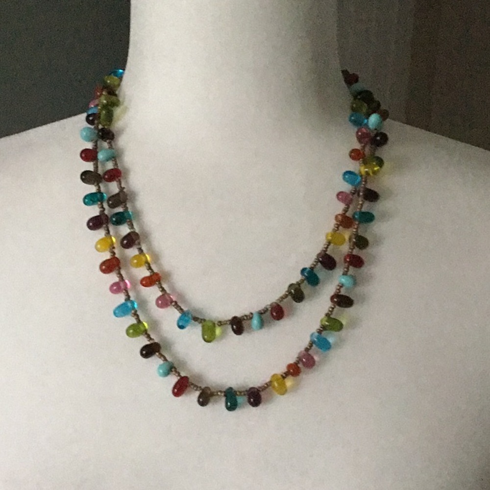 Multicolored long beaded necklace